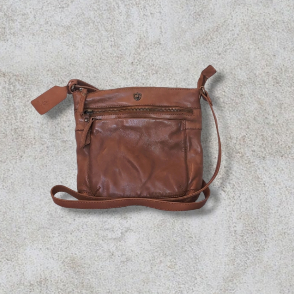 Cochoa Brown Leather Crossbody Purse Travel Bag Adjustable Strap
